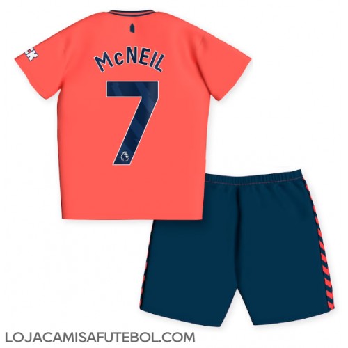 Camisa de Futebol Everton Dwight McNeil #7 Equipamento Secundário Infantil 2023-24 Manga Curta (+ Calças curtas)